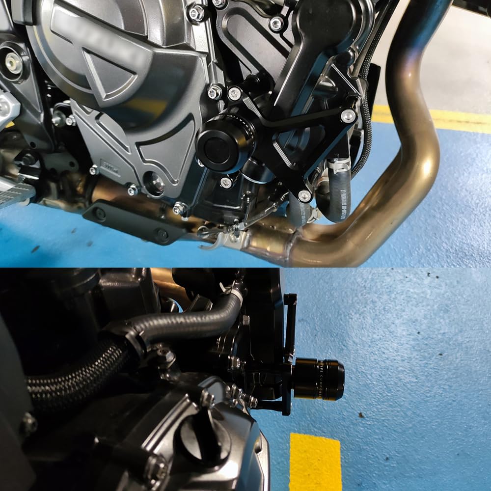 Modeer Motorrad Sturzpads Kompatibel mit GSX8R GSX 8R 2024 2025 CNC Antikollision Rahmen Slider Sturzschutz Crashpads gsx-8r gsx8r zubehör (schwarz/blau)