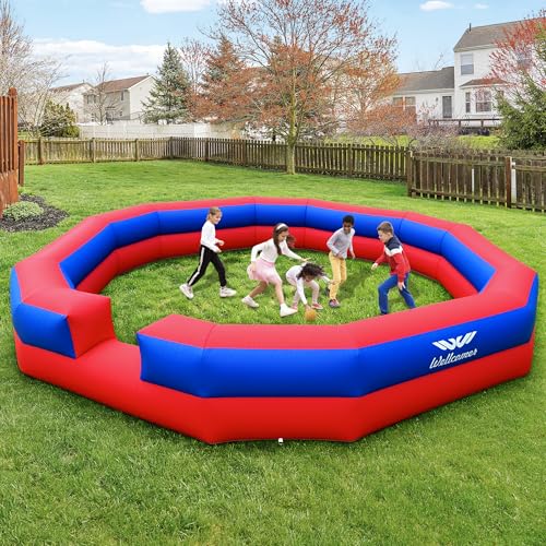 Image of Wellcomer 16FT Inflatable Gaga Ball Pit Arena, Portable Gagaball Court with Built-in Blower for Indoor Outdoor Fun, Team Games, Events, Backyard Activities, Easy Setup & Storage