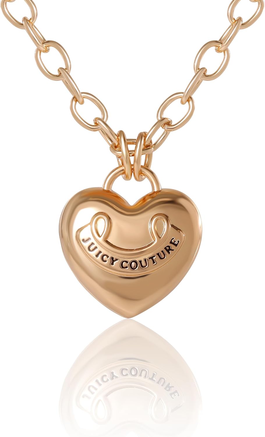 Juicy Couture Logo Heart Necklaces for Women 16-28"+2", Gold-Tone Heart Pendant Necklace, Mother's Day Gifts for Her
