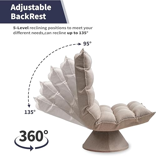 Miniatura 3 de ijuicy Silla giratoria para juegos, silla reclinable de carreras de 360 grados con base giratoria y respaldo ajustable, sofá de suelo perezoso de