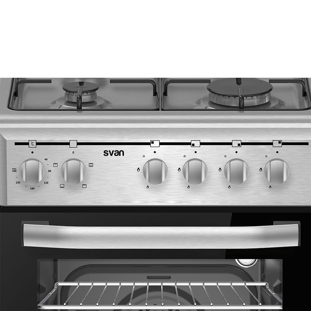 Svan Cocina Mixta gas Butano 4 Zonas Inox SKM4500X. Kit Conversión Gas Natural, Acabado en Inox