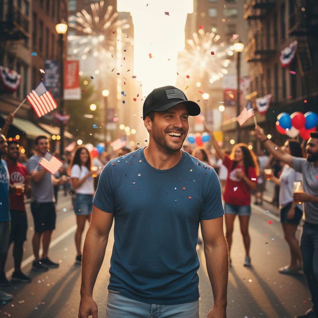 AURR American Flag Trucker Hat, Patriotic Baseball Cap for Men & Women, Breathable Mesh Adjustable Snapback, USA Flag Patch - Image 7