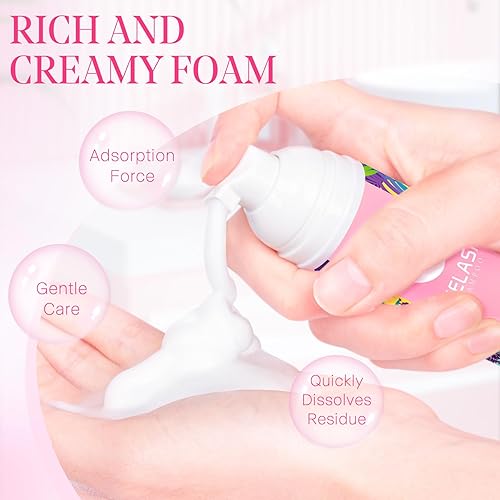 Miniatura 4 de Kit de limpieza de pestañas, limpiador de extensiones de pestañas, 2.11 onzas líquidas, champú lavado con cepillo y botella para uso doméstico de