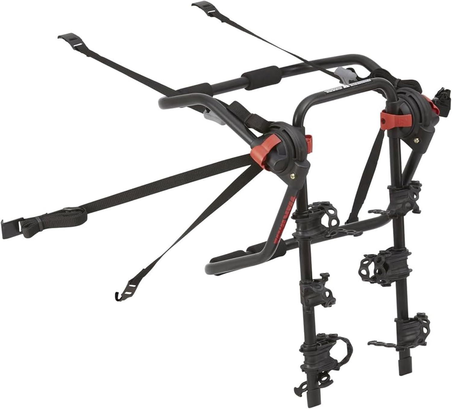 Two mountain bikes are safely cradled on the rack, showcasing its stability and spacious design for the Acura ILX.
