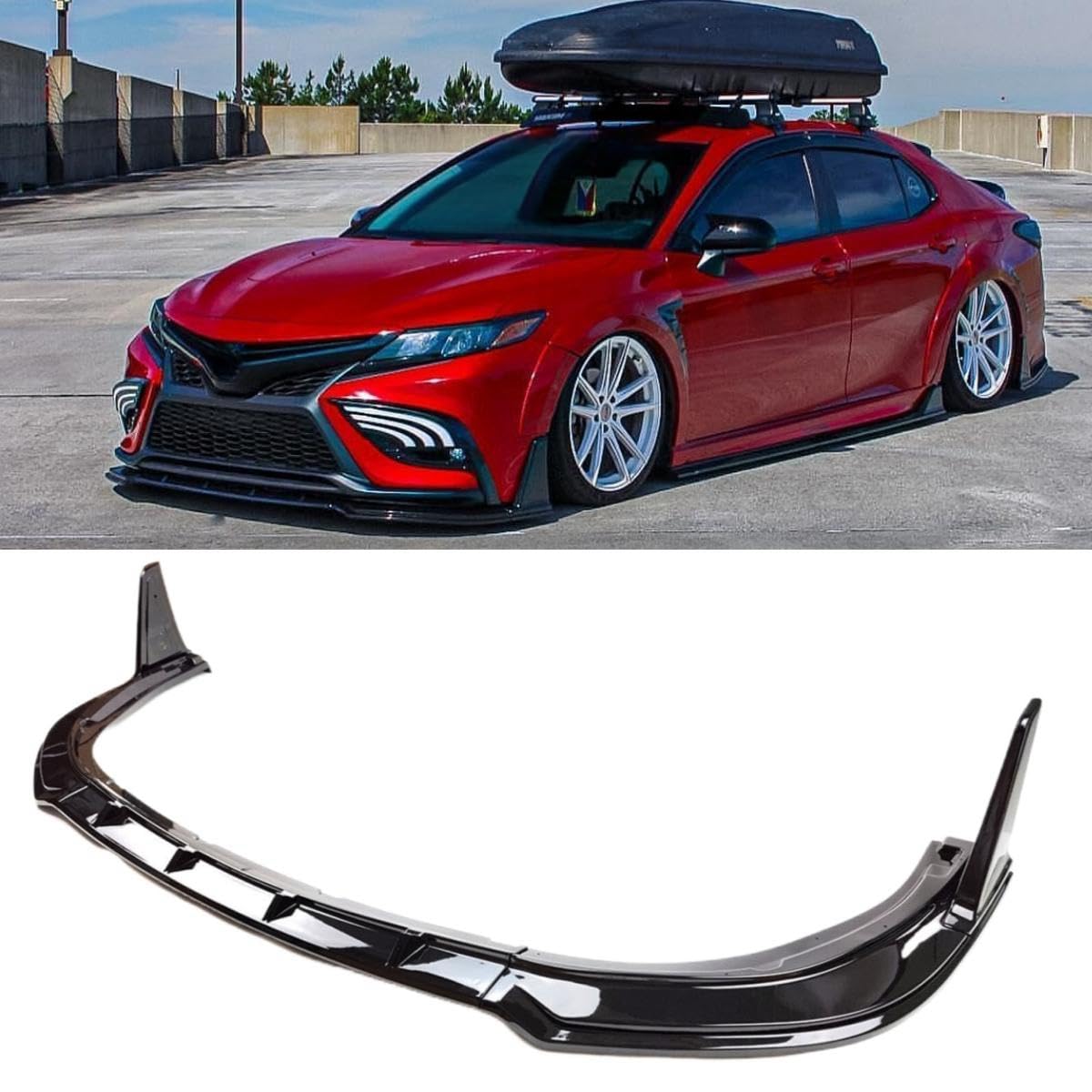 Front Bumper Lip Splitter 5 Piece Compatible with Toyota Camry SE XSE 2018-2023 Yofer Style V2 Winglet Spoiler (Gloss Black)