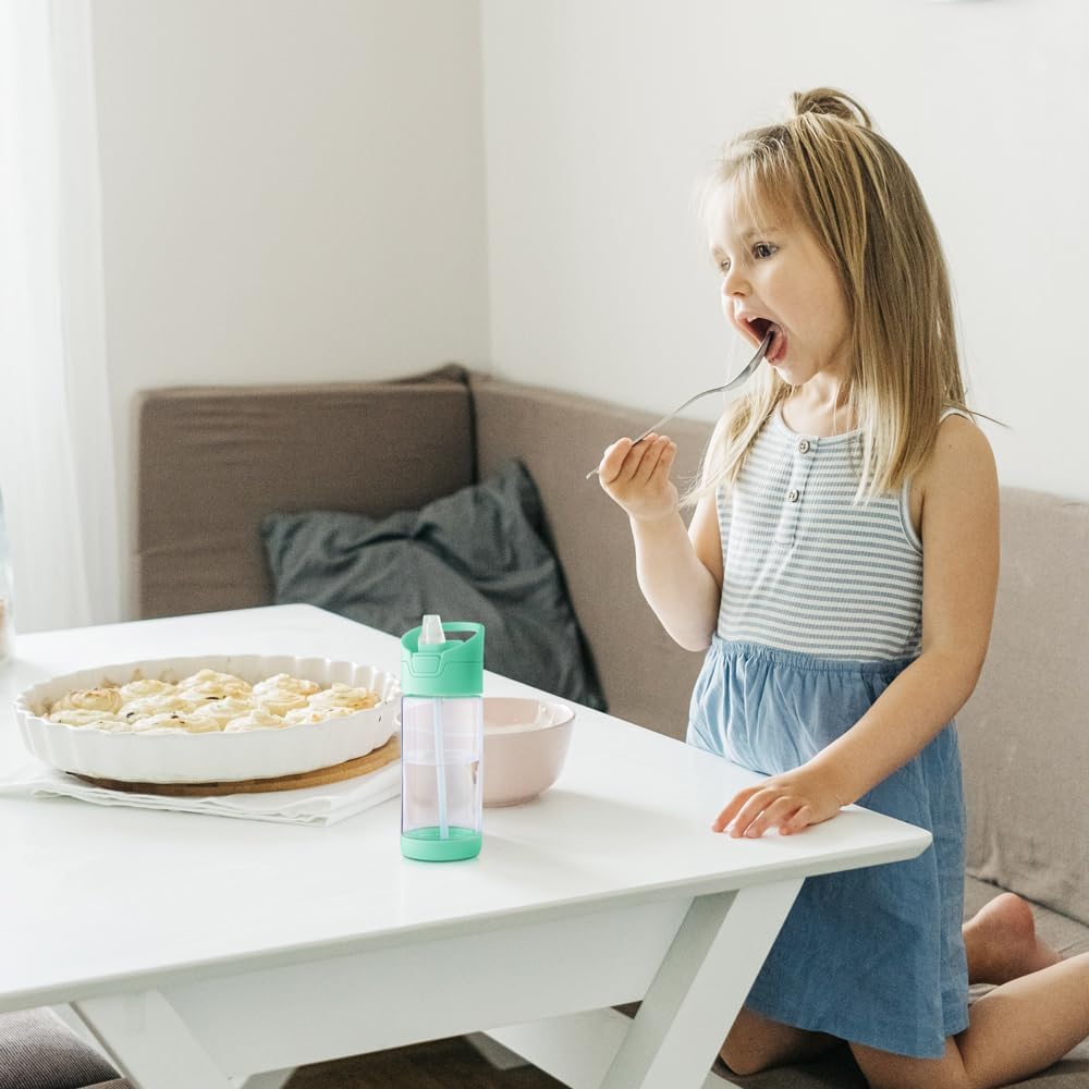 wedrink 12OZ Kids Water Bottle with Straw BPA-Free Tritan Leak-Proof Sports Water Bottle for School (350ml, Green) - Image 8