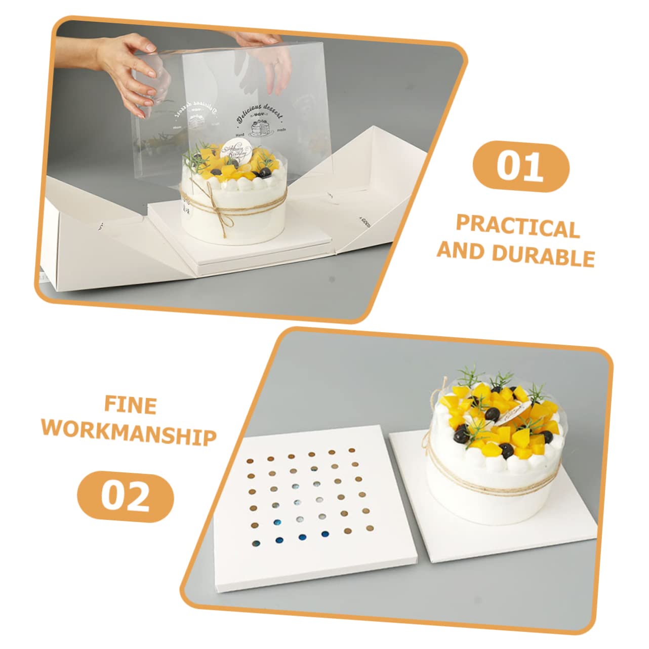 ABOOFAN Clear Cake Box Portable Birthday Cake Carrier for Cakes for Desserts and Pastries for Celebrations and Present Packaging