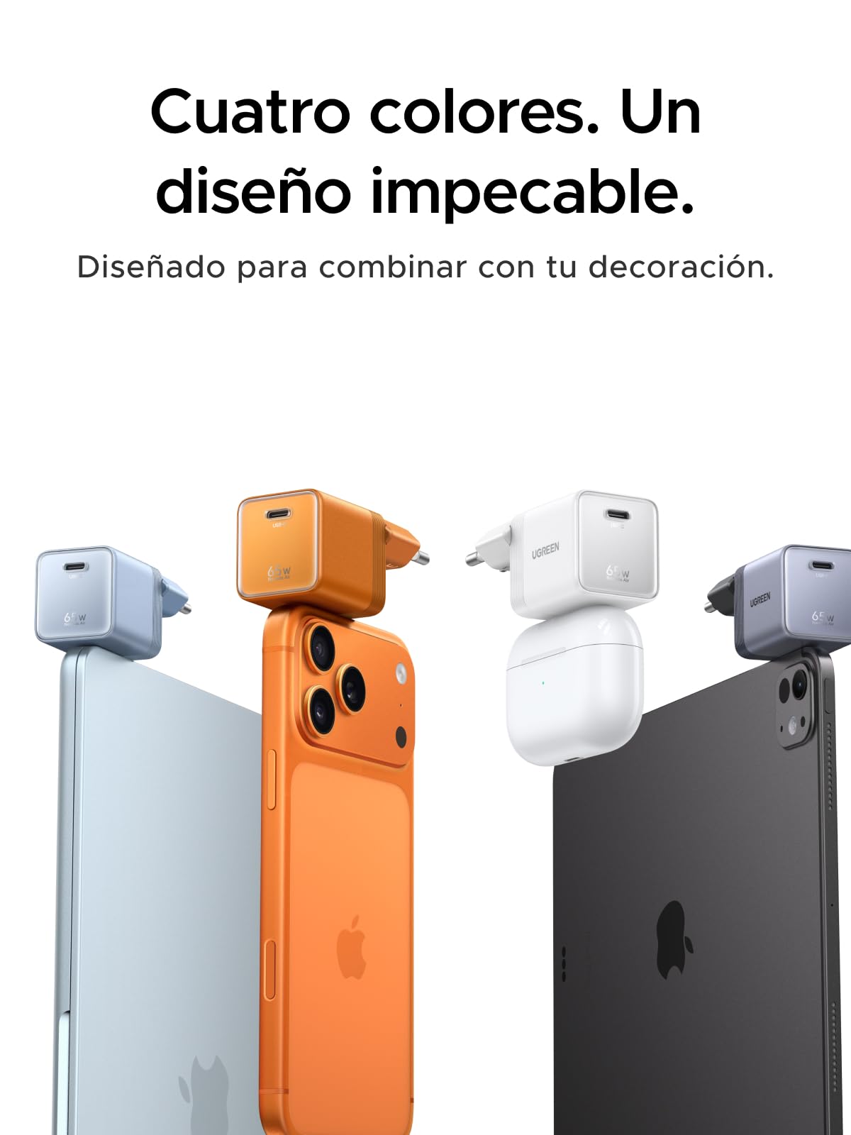 UGREEN Nexode Air 65W Cargador USB C Carga Rápida GAN II Alimentador con Cable Tipo C Compatible con MacBook Pro Air iPad iPhone 17 Air Pro MAX 16 15 14 13 Galaxy S26 25 Pixel 10 (Gray)