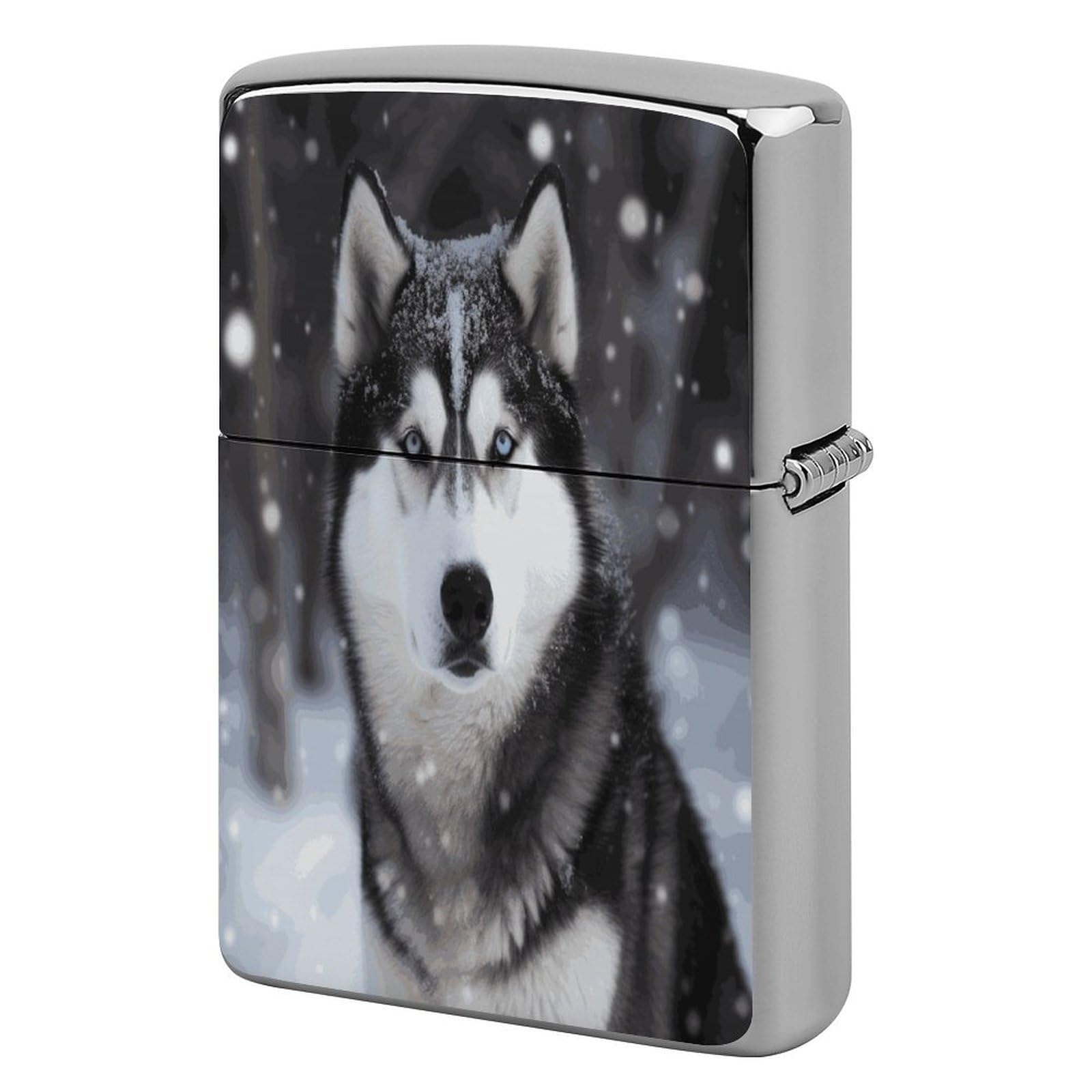 Btcowzrv Style Husky In Snow Dog Metal Lighter Case Sleeve Cover Holder