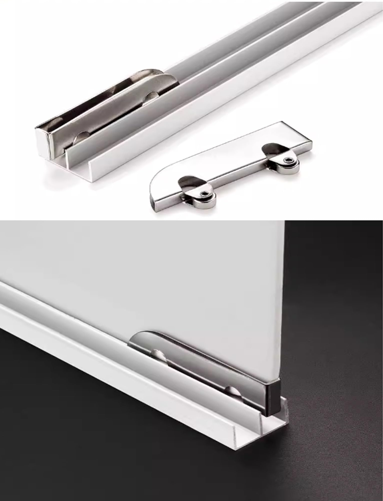 System prowadnic do szklanych drzwi przesuwnych, Zestaw prowadnic do drzwi przesuwnych ze stopu aluminium paneli szklanych i plastikowych, 50-120 cm(80cm)