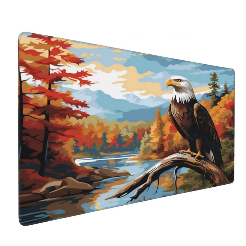 Tappetino Mouse XXL 1000x500mm Aquila Grande Mouse Pad, Tappetino Scrivania con Bordi Cuciti, Grande Mousepad Gaming con Base Antiscivolo per Giocatori, Ufficio e Casa (Fiume Nella Foresta) -MP1544