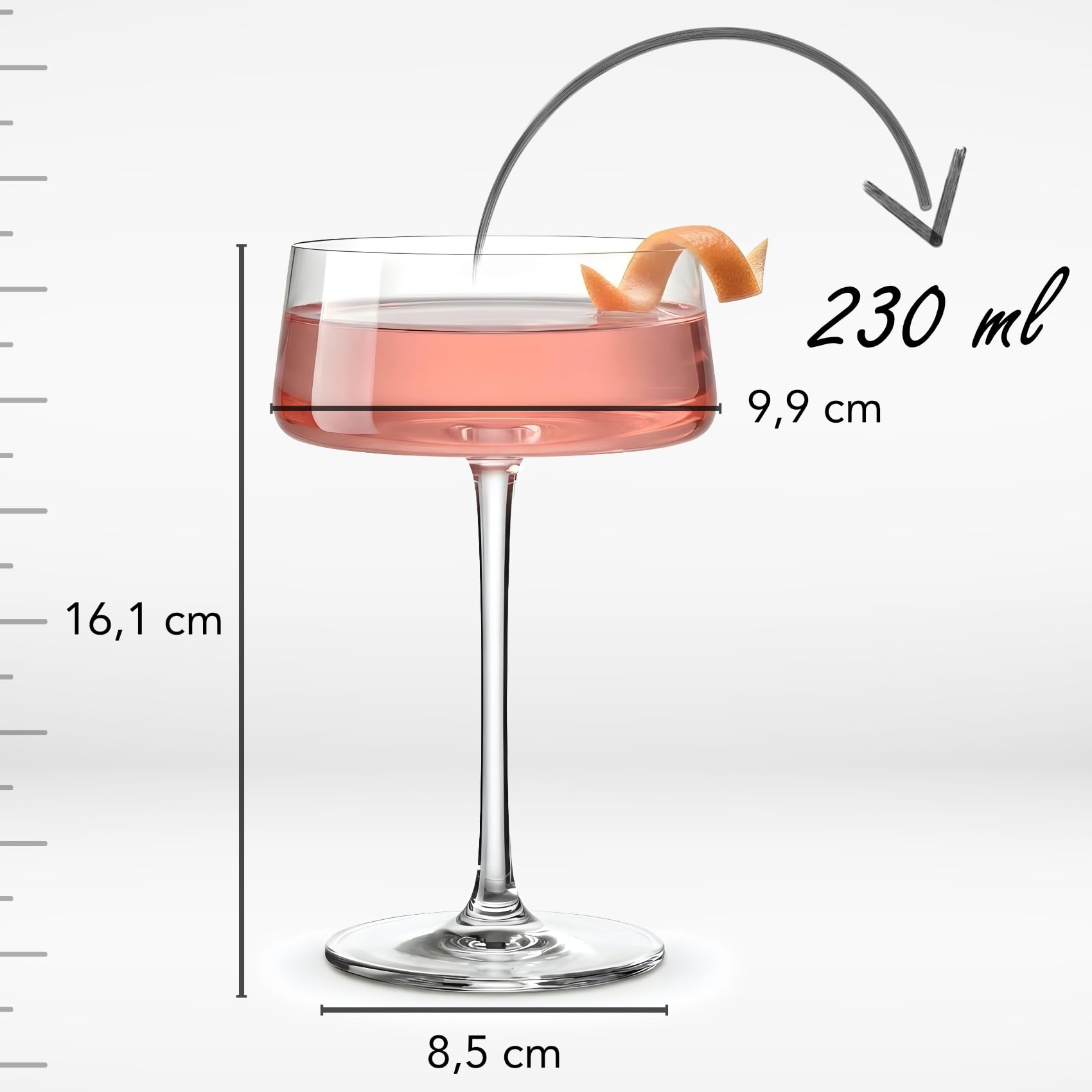 Bicchieri Martini, 4pz, 23cl, in cristallo, resistente, Espresso, Cocktail