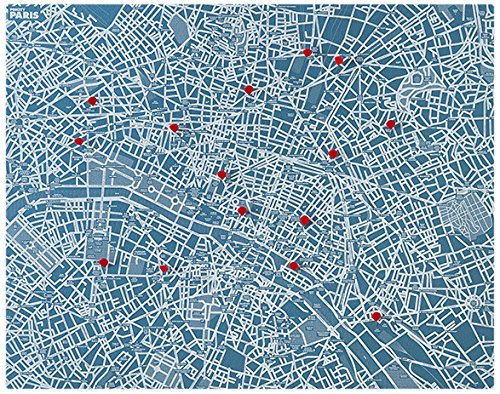 Palomar Pin City Paris Map, Home Decor Wall Art Made of Flexible Felt, Great Travelers Gift, Thick Fabric Poster is Perfect to Decorate Home, Living Room, Office, Bedroom