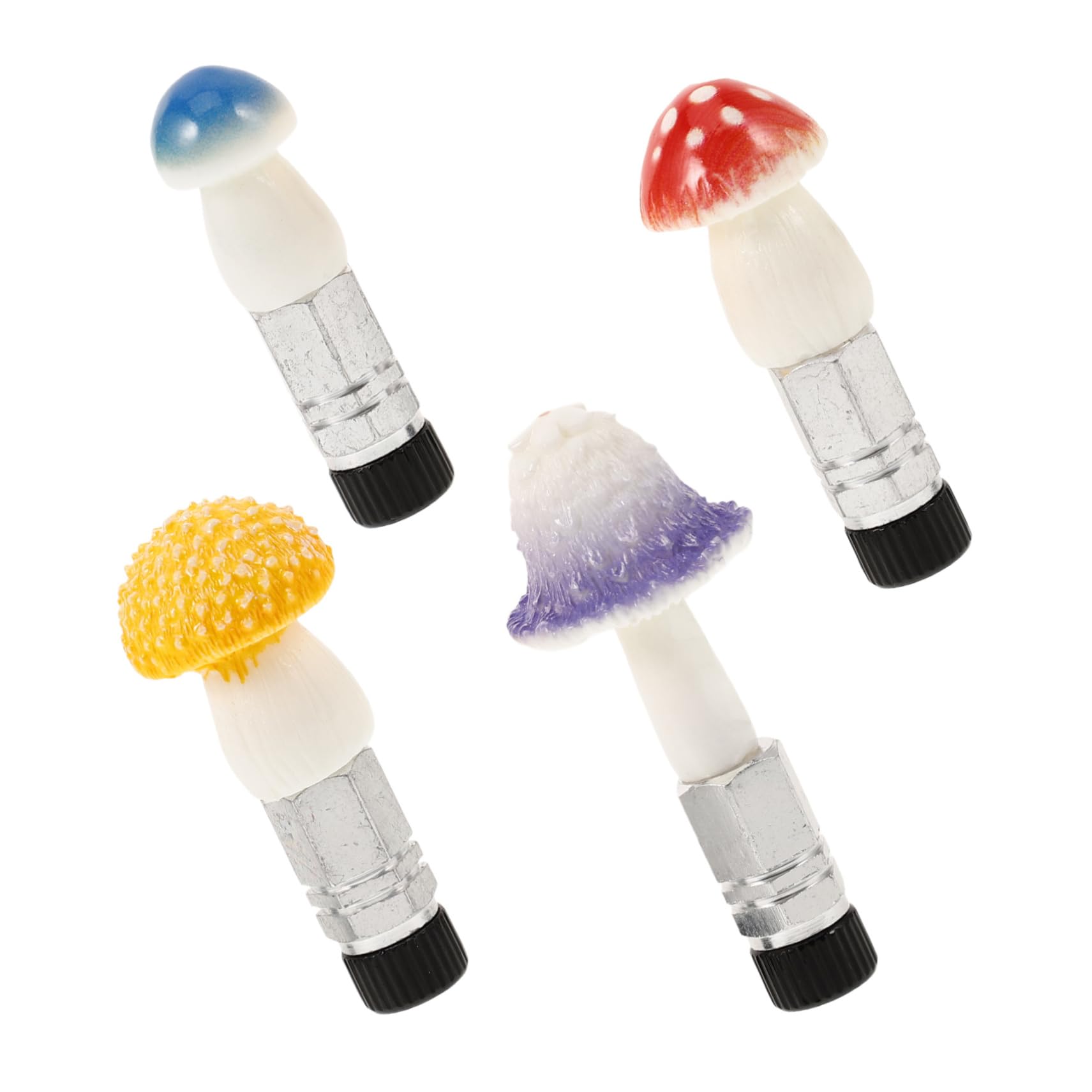 BIUDECO 4Pcs Cute Mushroom Tire Valve Caps Set for Bicycles Fun Air Valve Cover Decorations Durable Design for Unique Bike Aesthetics for Personalizing Your Ride