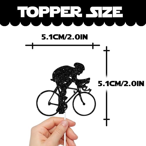 Miniatura 2 de 18 piezas de purpurina negra para bicicleta, postre, cupcake, decoración para ciclismo, deportes de montaña, suministros de decoración para baby