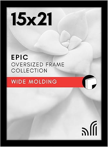 Vista 157 de Americanflat Portarretratos de 12 x 17 pulgadas con plexiglás pulido, marco de fotos color negro, marcos de fotos anchos hechos de madera