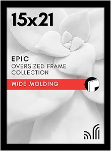 Americanflat 15x21 Picture Frame with Polished Plexiglass - Black Picture Frame - Wide Photo Frames Made of Engineered Wood for Vertical or Horizontal Wall Display - Epic Collection - Black