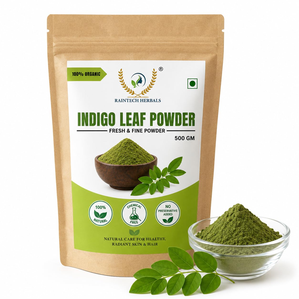 RAINTECH Natural Pure Indigo Leaf Powder for Hair Color, 500g – 100% Pure Indigofera Tinctoria – Chemical-Free Hair Dye for Black to Dark Brown Shades-picture-37