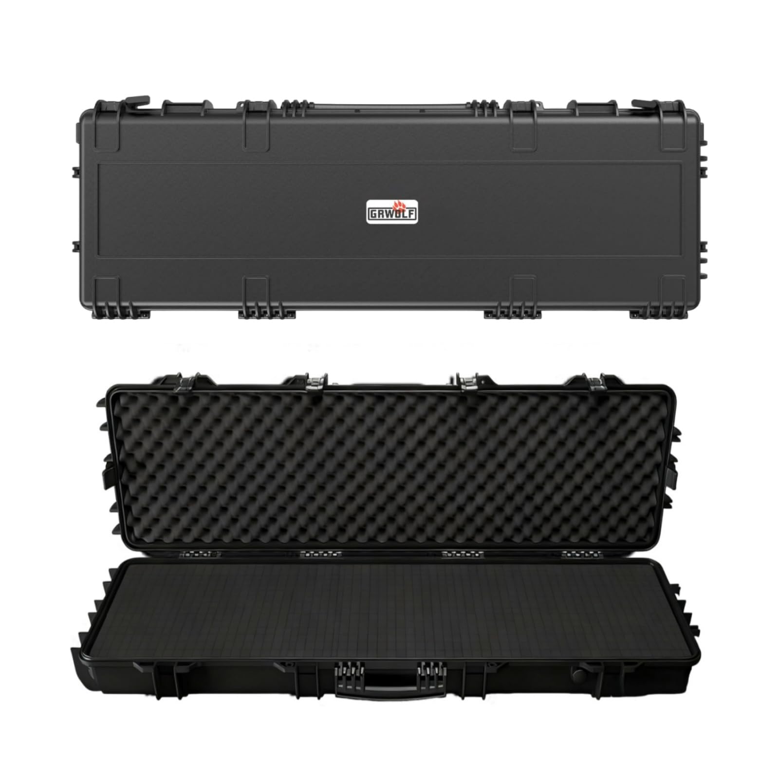 Hard Rifle Case 42.9" with Wheels, IP67 Waterproof &amp; Crushproof Gun Case, TSA Approved Lockable Storage for Rifles, 3 Layer Pick and Pluck Foam + FREE Extra Cubed Foam Insert