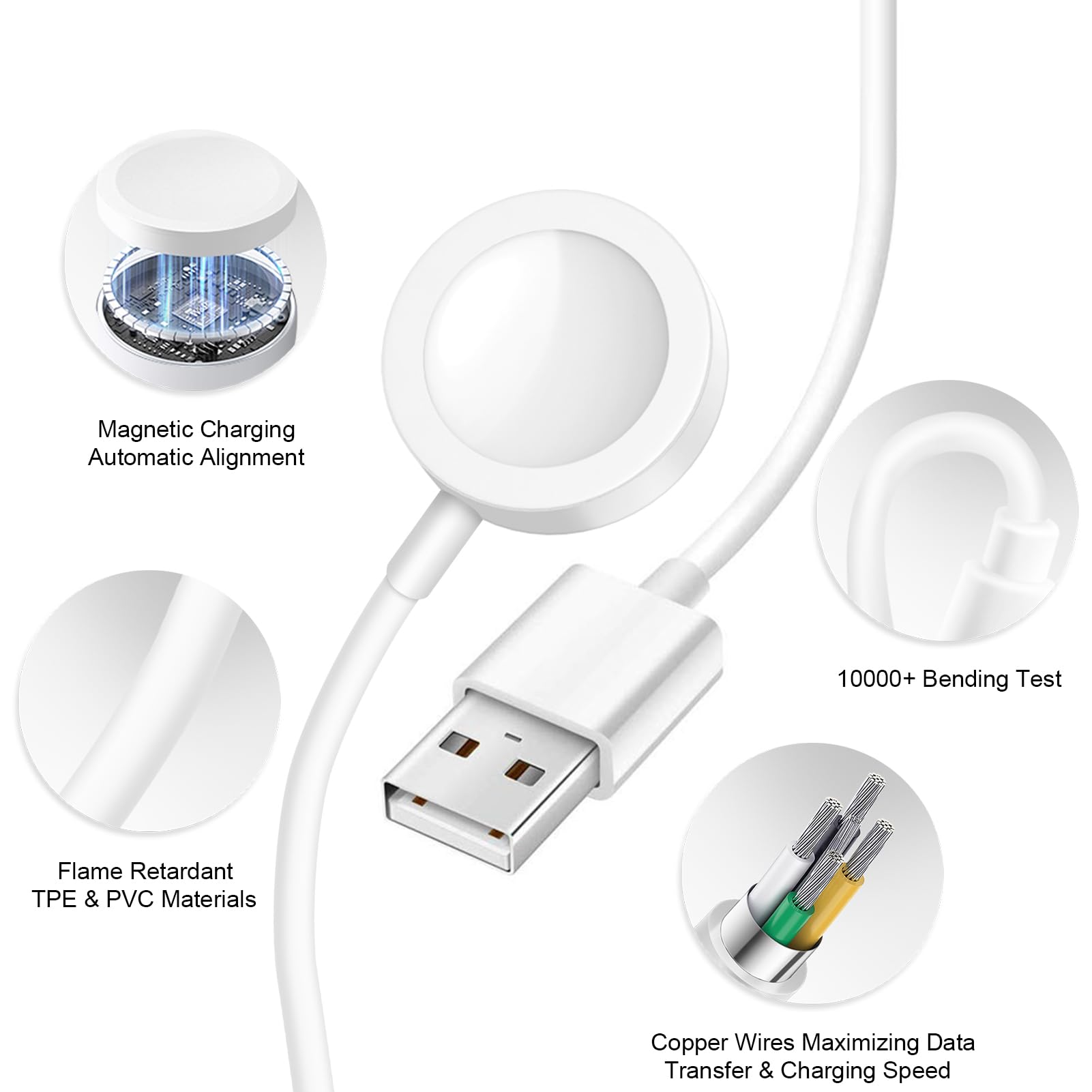 Watch Charger for Apple Watch Charger Fast Charging[Apples MFi Certified] 3.2FT Wireless Fast Charging Cord with Wall Chargers Plug Block Compatible with Apples Watchs Series 10/9/8/7/SE/6/5/4/3/2/1