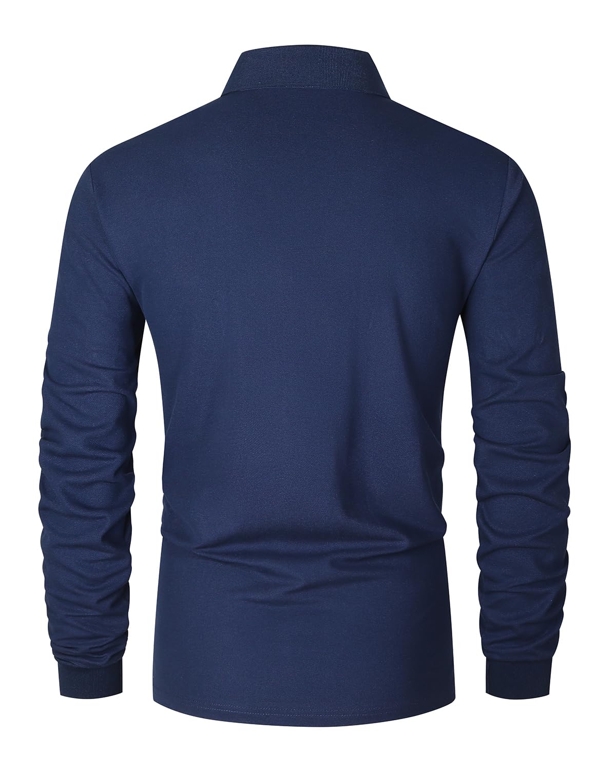 VMSUCIJ Polo Manica Lunga Uomo Maglietta con Abbottonatura Patchwork a Doppio Triangolo Elegante Cotone T-Shirt con Taschino