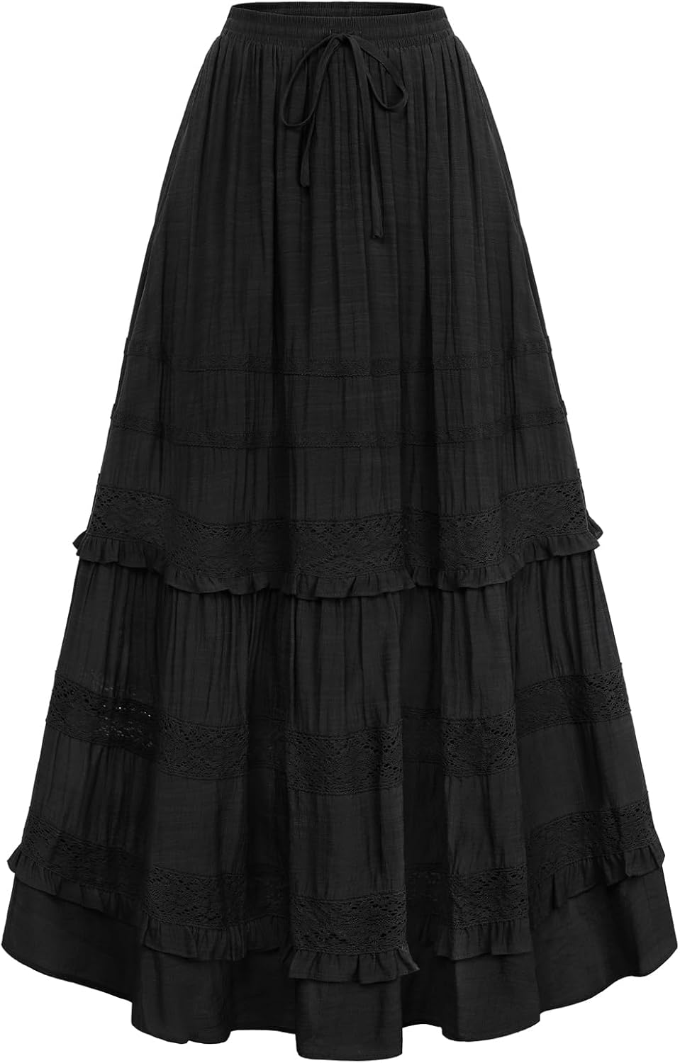 Scarlet Darkness Boho Maxi Skirts for Women 2026, Summer Tiered Flowy Skirt, Renaissance Long Skirts with Pockets