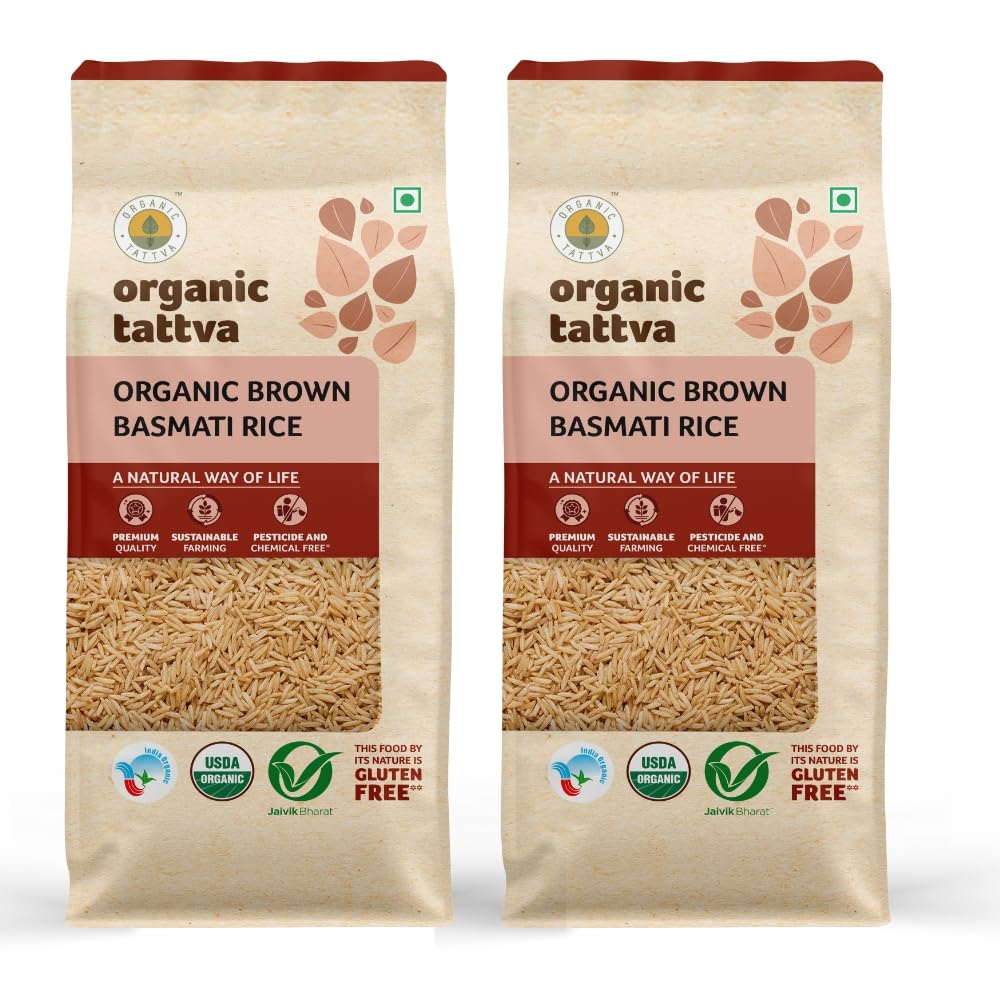 Organic Tattva, Organic Brown Basmati Rice 1 KG | Source of Protein | Naturally Gluten Free | Pesticide and Chemical Free| Pack of 2 (B09DFNKC9X) Amazon Price History, Amazon Price Tracker
