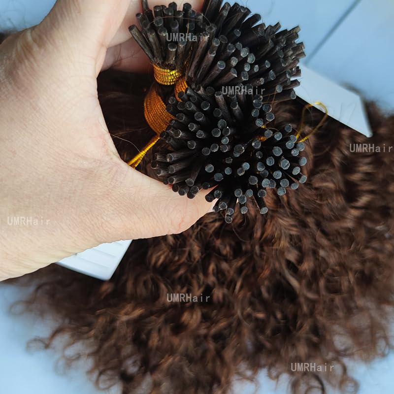 Dark Brown I Tip Human Hair Loose Curly Pre Bonded Keratin Stick In Hair Extensions 100g 80strands Cold Fusion I Tip Hair Extensions Real Hair Beaded Extension 16inch