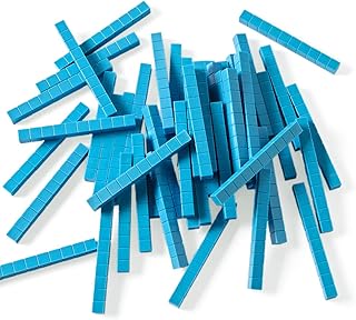 hand2mind Blue Plastic Base Ten Blocks Rods Set, Place Value Blocks, Counting Cubes for Kids Math, Base Ten Blocks Classroom Set, Math Blocks Kindergarten, Base 10 Math Manipulatives (Set of 50)