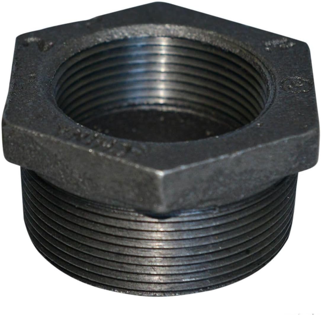 2 X 3/4 BLACK HEX BUSHING, Black Iron Malleable Pipe Fittings, Steel For Heating Industrial Residential Commerical Plumbing