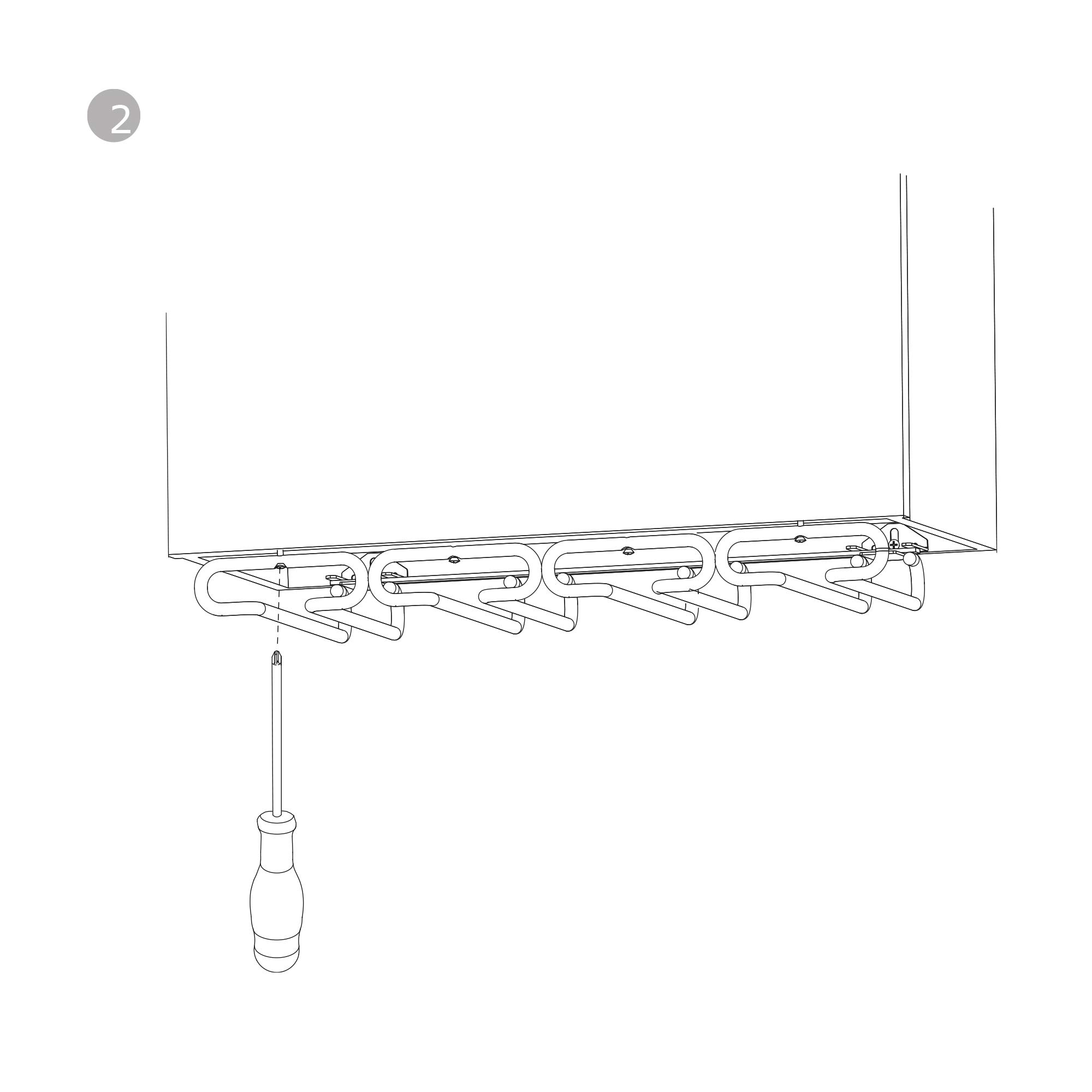 Emuca - Gläserhalter mit 4 Zeilen für Möbel, Gläserschiene für Regale oder Bars, 280 mm, Stahl, verchromt, grau