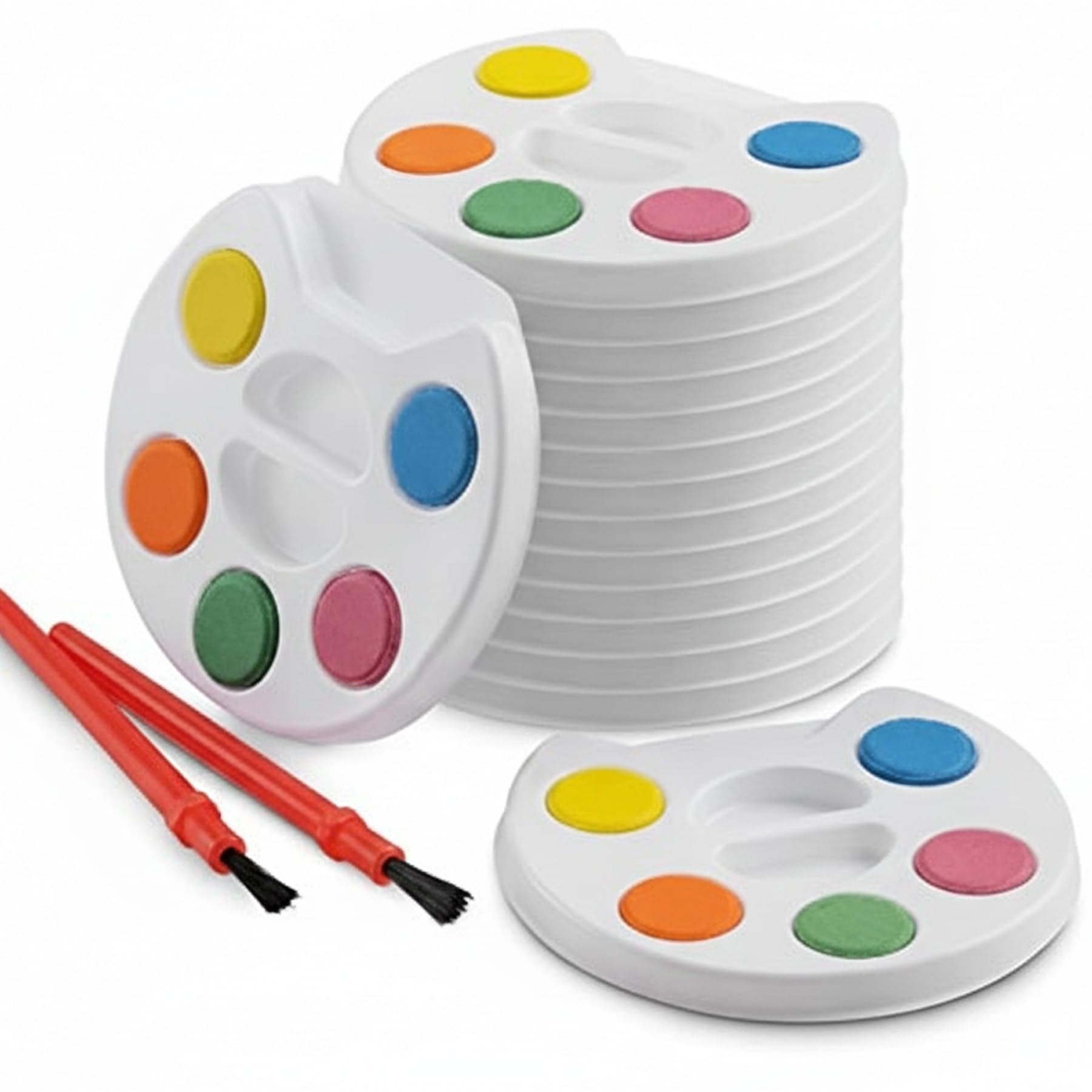 Bedwina Set di colori ad acquerello Mini per bambini - (confezione da 24) - 5 colori ad acquerello, tavolozza e pennello, per feste artistiche e forniture per feste di pittura