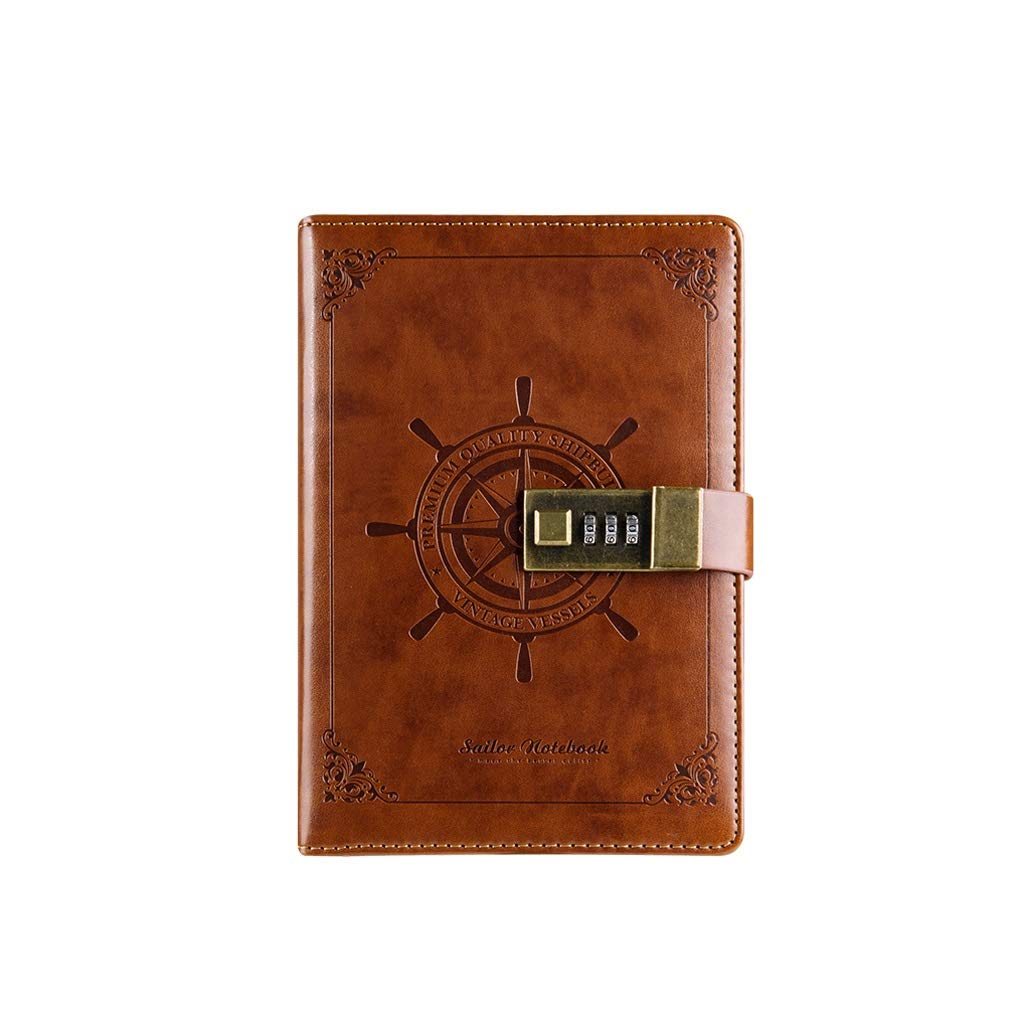 Journal taccuino Journal Creativo con Blocco Password Diario Diario Taccuini montati in Linea Business Creative Cancelleria retrò Blocco Note Affari dell'ufficio Scolastico (Color : Brown)