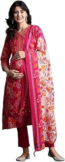 ASSUME FAB Women Viscose Rayon Embroidery V Neck Maternity and Feeding Zip Kurti Pant and Dupatta