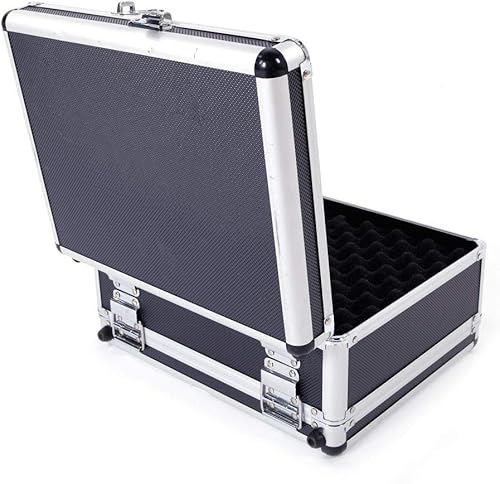 Miniatura 2 de 11.8 * 5.9 * 9.1 in aluminio nuevo enmarcado pistola pistola pistola bloqueo caja de bloqueo duro almacenamiento llevar caso negro aluminio duro