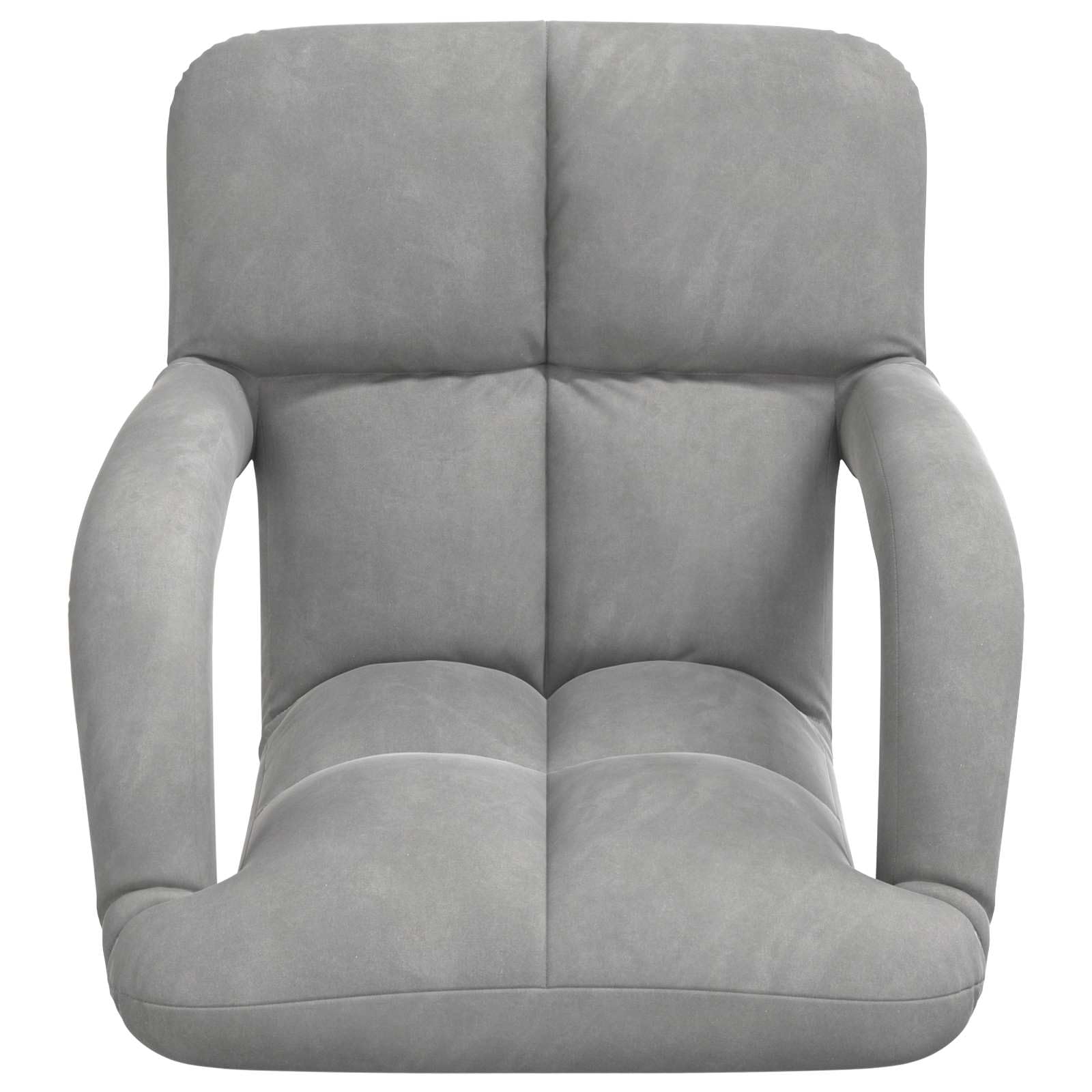 Krzesło podłogowe, jasnoszare, aksamitne, z regulowanym oparciem, 58 x 62 x 58 cm, tapicerowane i składane, ergonomiczny fotel podłogowy z podłokietnikami, do jogi, czytania, biura i gier