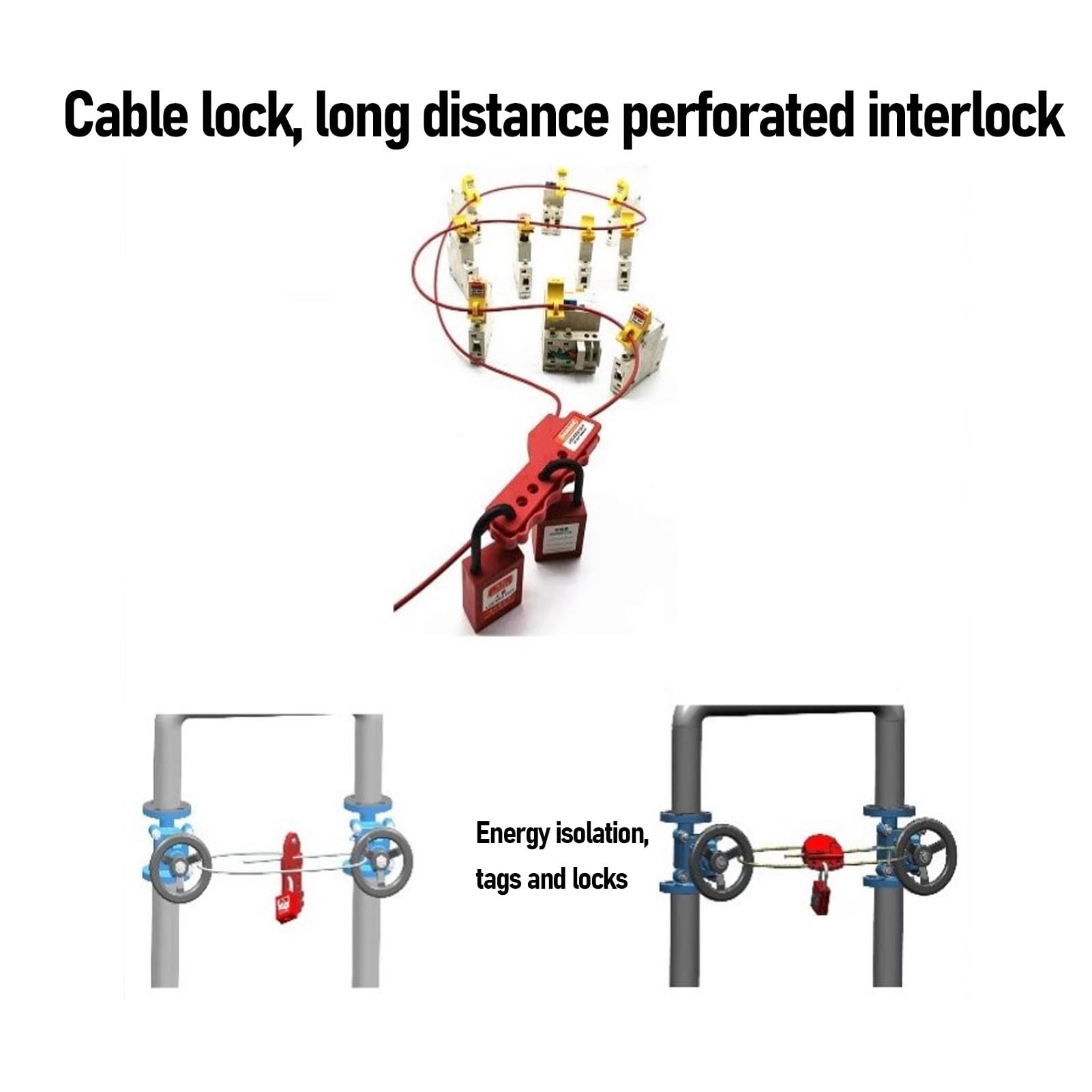 Electrical Lockout Tagout Kit, Insulating Padlock Hasp with Cable Lock, Nylon Travel Bag for Safety and Compliance, Two Keyed Padlocks for Security, Industry Usage
