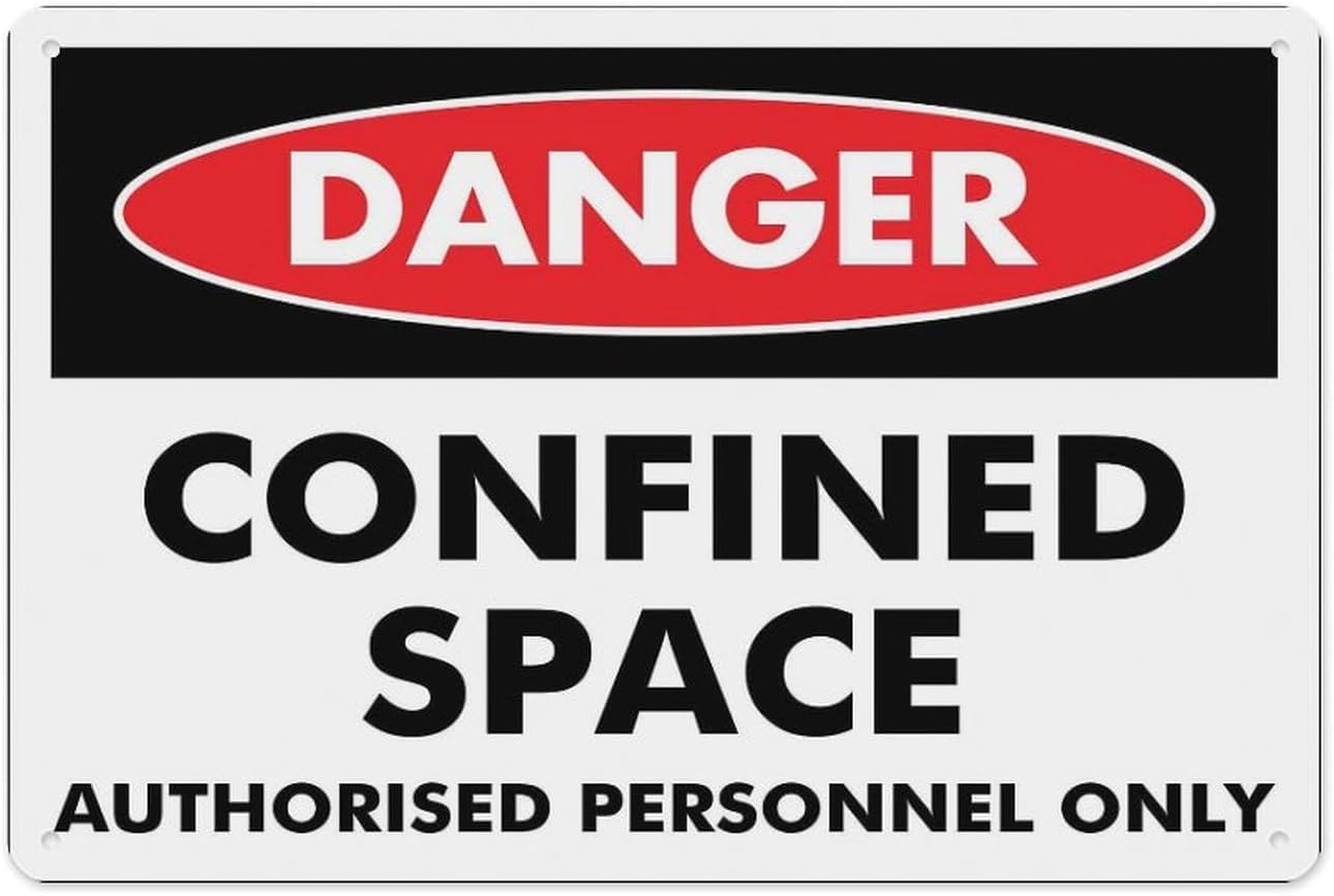 Bdeyfg Colour2 Danger Confined Space Authorised Personnel Only Metal Tin Sign Aluminum Warning Signs For Indoor & Outdoor Yard Lawn Sign Home Decor 8X12 Inch