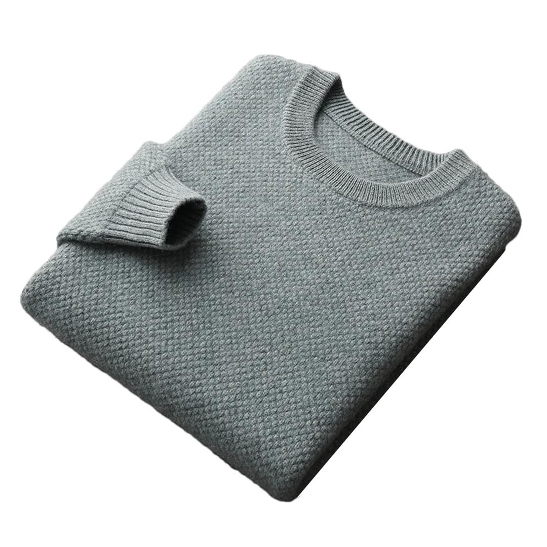 Suéter de lana de cachemira para hombre, cuello redondo, grueso, talla grande, camisa de punto de lana cálida