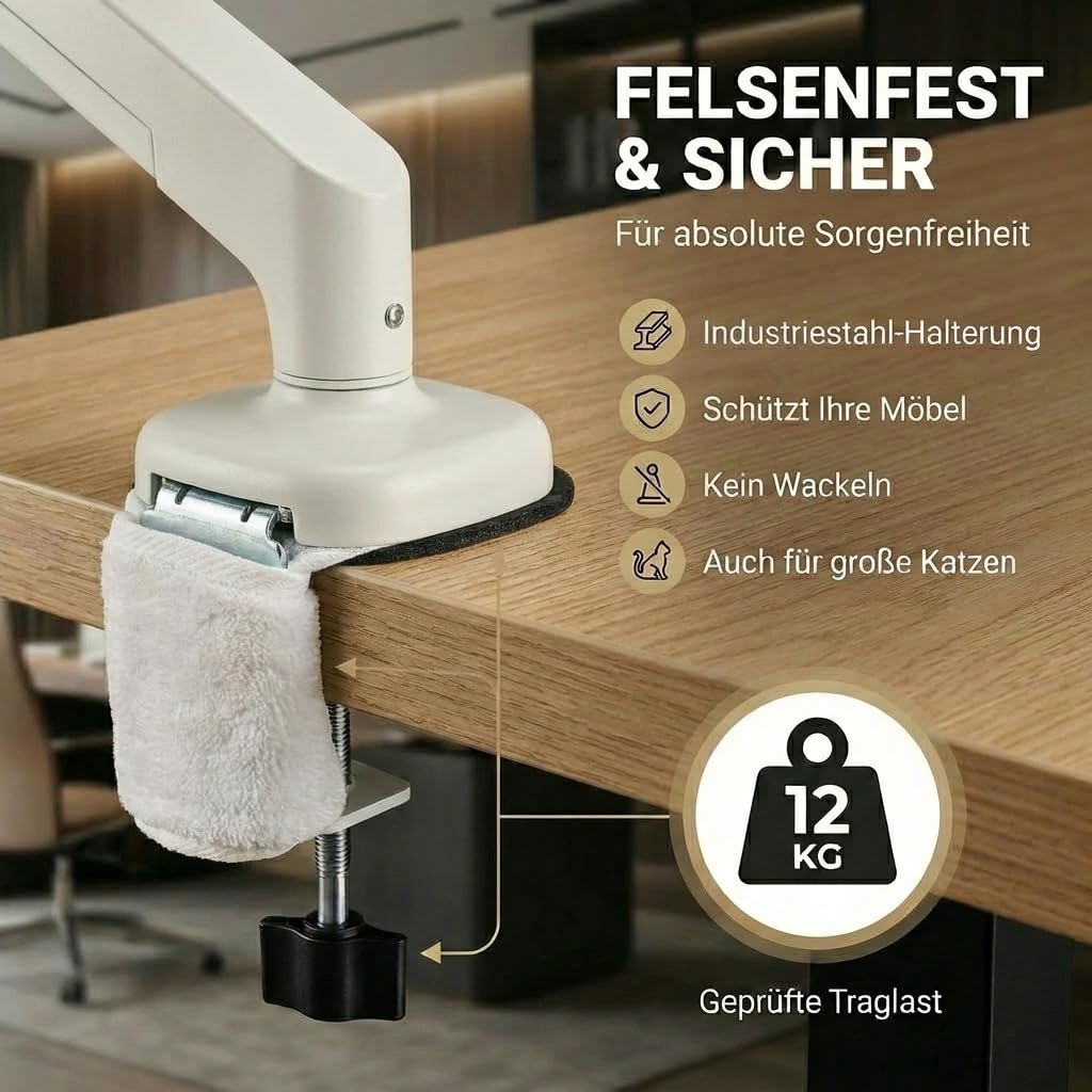 Katzenbett LEVI | Katzenbett Schreibtisch | Katzenplattform | Für Tische und Fenstersims | Inkl. 2 Betten | Cord-Design Grau | Robust und modern (Weiß)