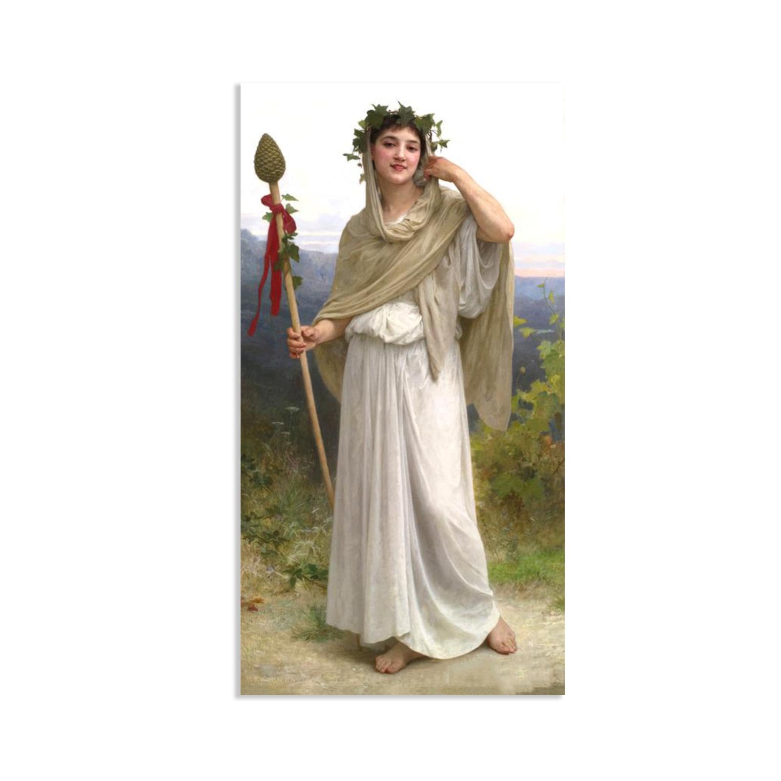 Rxnhgjds Unframed William-Adolphe Bouguereau Wall Art The Priestess Of Bacchus Classical Art Prints Picture Famous Artwork Wall Decor For Living Room Bedroom Bathroom Home Decor 125X70cm Frameless