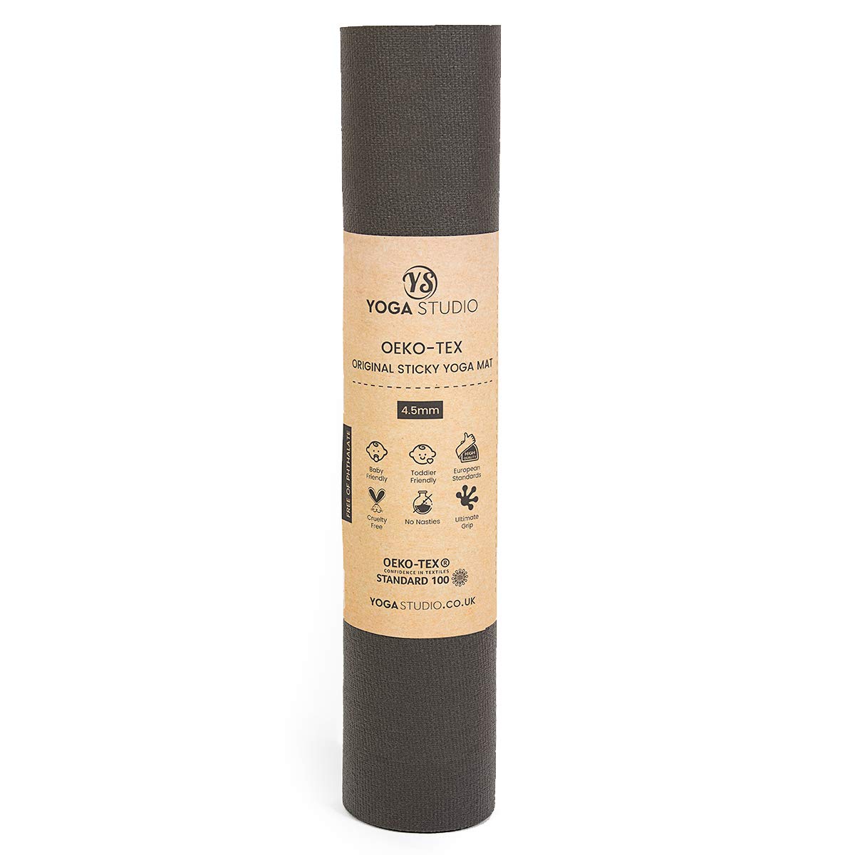 Yoga Studio Oeko-Tex Original Sticky Antypoślizgowa mata do jogi (60 x 183 x 0,45 cm) 4,5 mm (brązowy)
