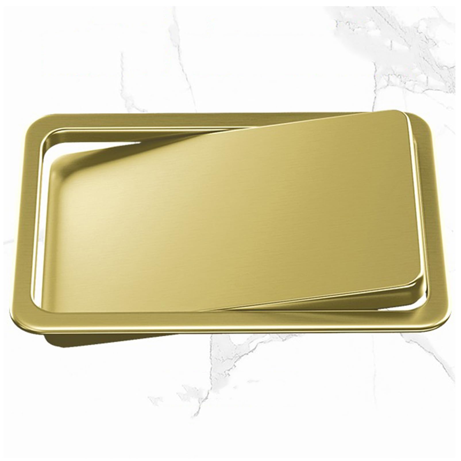 TIANQIHAO Recessed Waste Chute Lid, 304 Stainless Steel Balance Flap Cover For Countertop, Brushed Surface Trash Bin Swing Lid For Kitchen Garbage Disposal,Gold-230×164mm