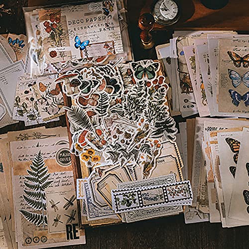 200 Pcs Journaling Scrapbooking Supplies Kit Aesthetic Vintage Scrapbook Sticker For College Bullet Notebook Diy Picture Frames（Plant） #TOP3