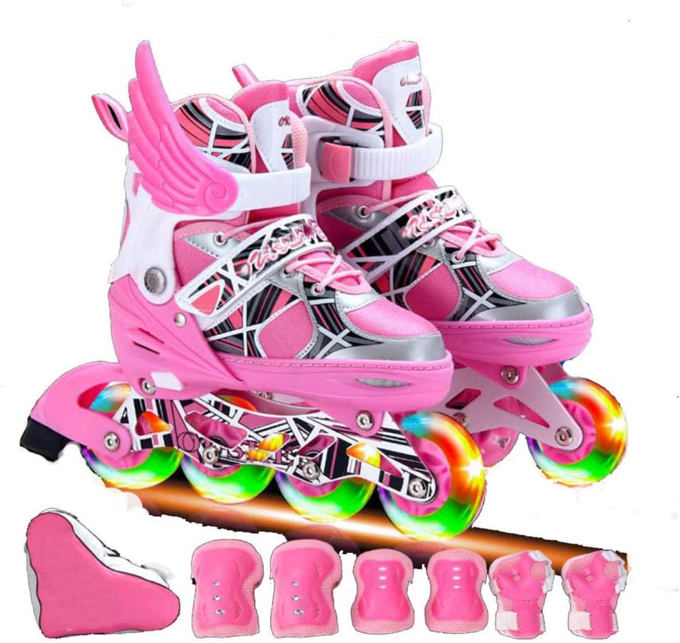 JKlb Inline Skates Verstellbare Inline Rollschuhe Mit Beleuchteten Leuchträdern für Kinder