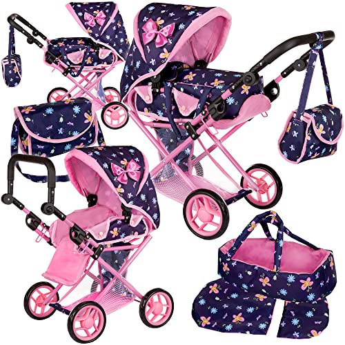 Kinderplay Puppenwagen ab 1 2 3 Jahre Kinderwagen Spielzeug - 3 in 1,...