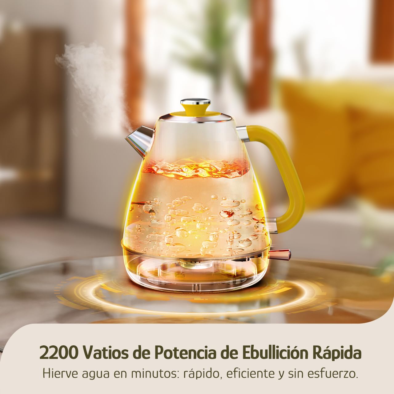 Hazel Quinn Hervidor Eléctrico con Termómetro, 1.7 L Sin Cable de Acero Inoxidable, Libre de BPA, Base 360°, Apagado Automático y Protección contra Hervido Seco, Diseño Retro