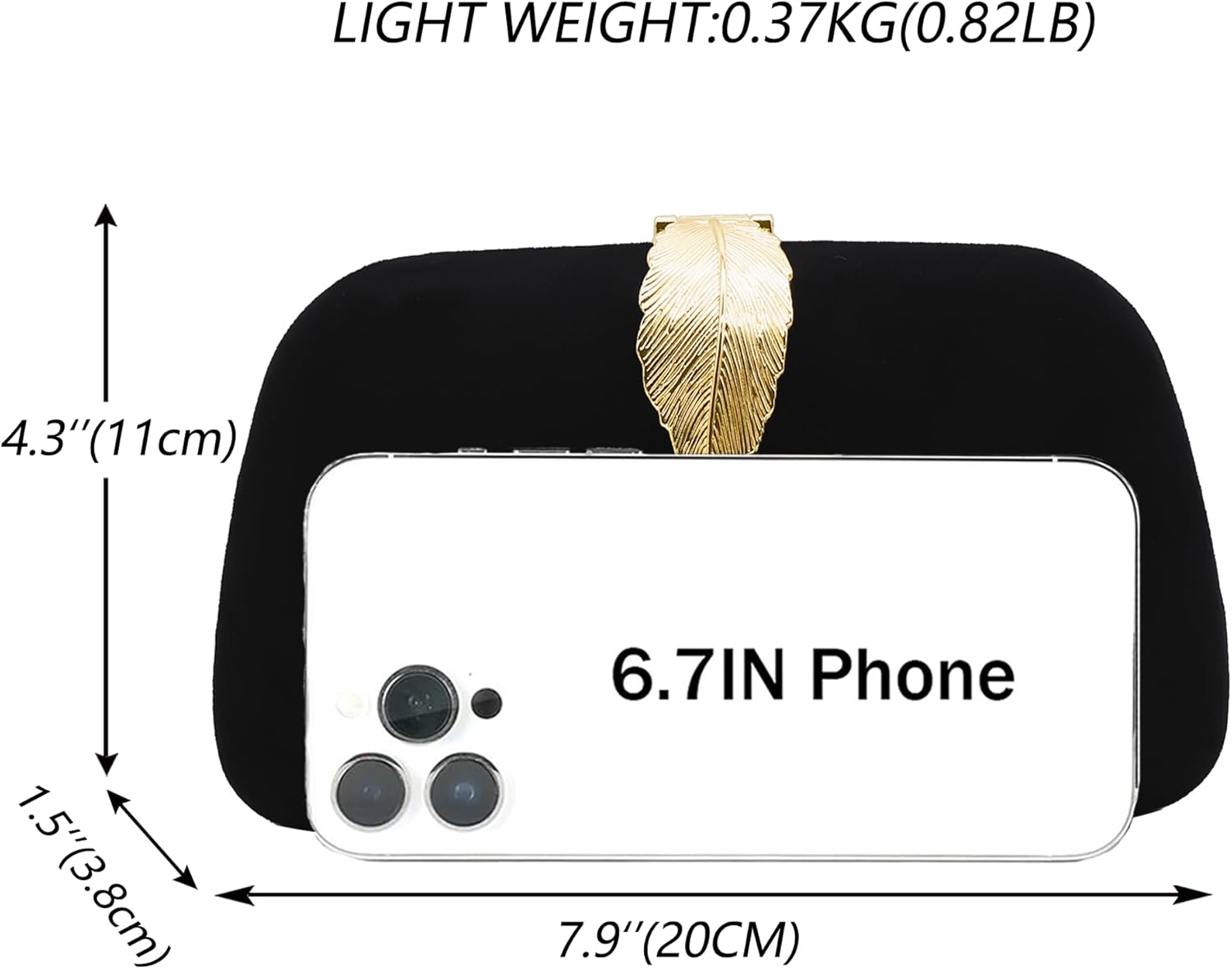 Milisente Clutch Purses For Women, Solid Suede Evening Clutch Bag Shoulder Bag With Metallic Leaves Clasp - Image 3