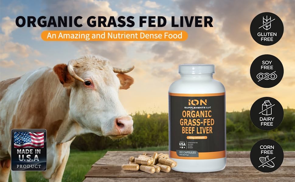 100% Organic Grass Fed Beef Liver Capsules (180 Caps) - Pasture Raised - Iron, Vitamin A, B, Collagen - Promotes Energy, Detoxification, Whole Body Wellness - Ancestral Paleo Living - Ion Supplements - Image 7