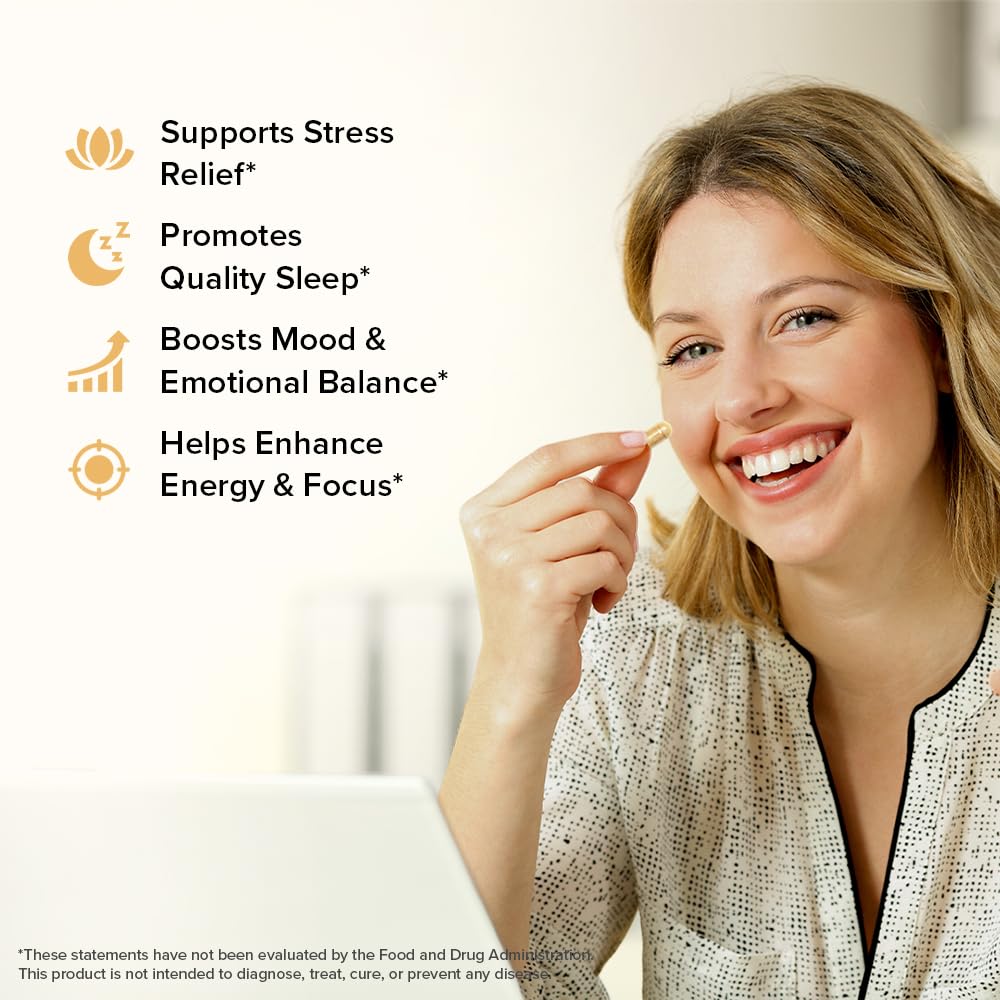 VAHDAM Ashwagandha Supplement 1800mg with Ashwagandha Root Extract and L-Theanine | Support Stress Relief, Mood and Sleep | 90 Capsules